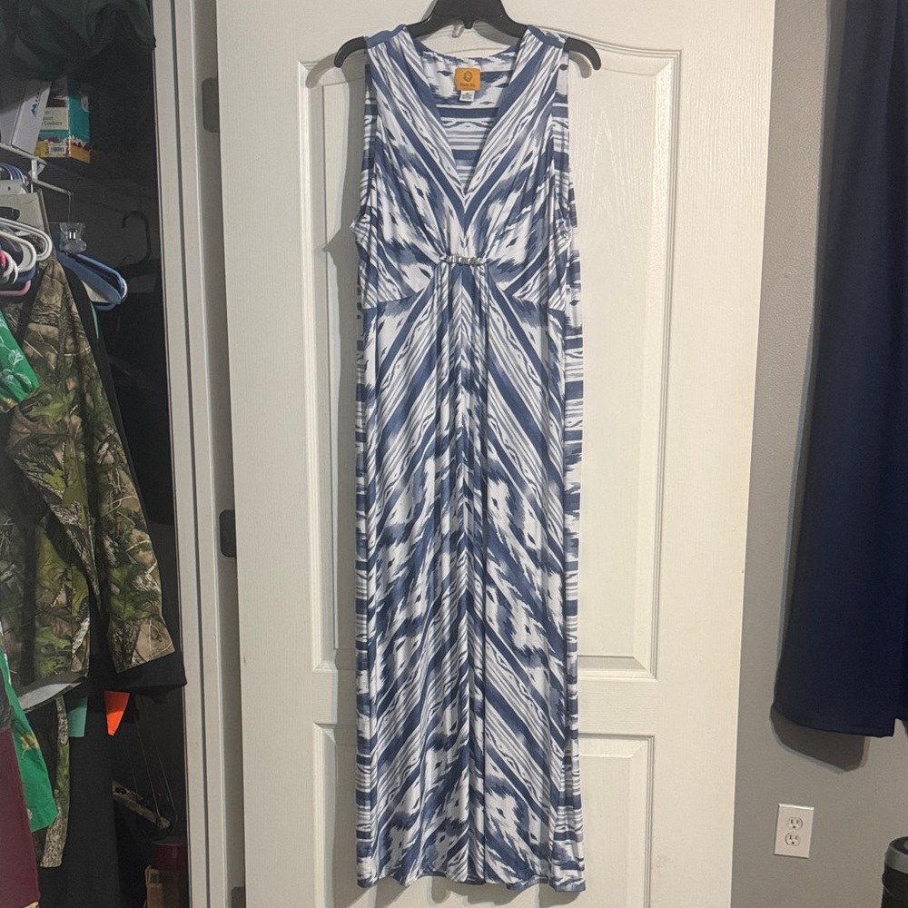 Ruby Rd. Navy and White Patterned Maxi Dress
